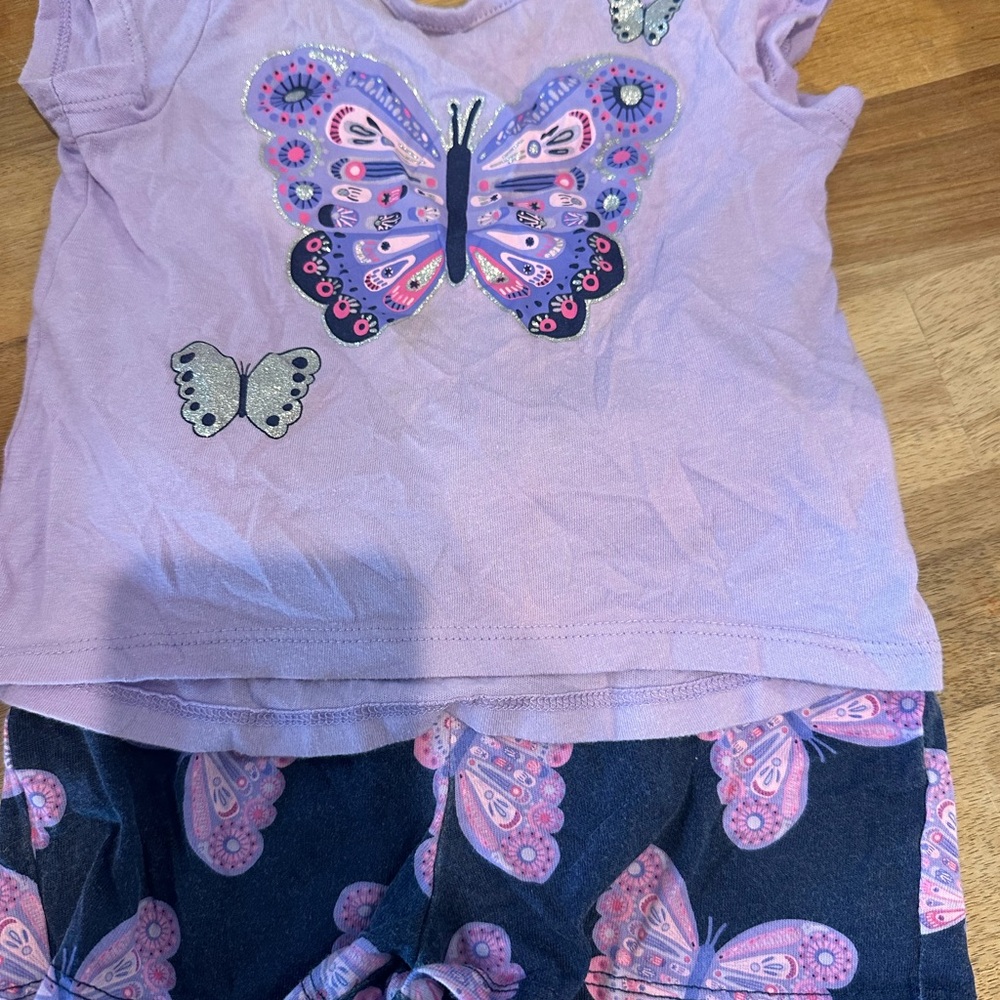 Purple Butterfly Top and Shorts Set